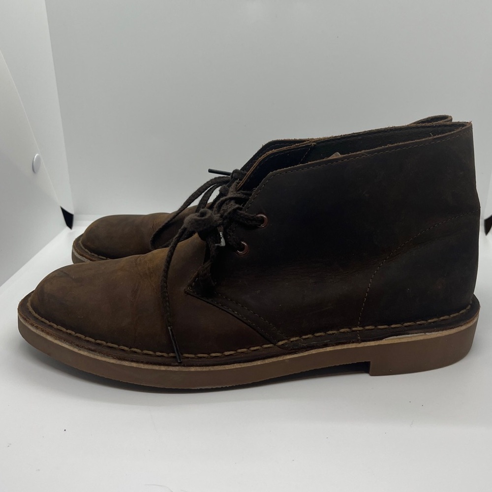 Clarks 15522 Lace Up Ankle Boots Chukka Brown Leather Beeswax Mens Sz 7.5M